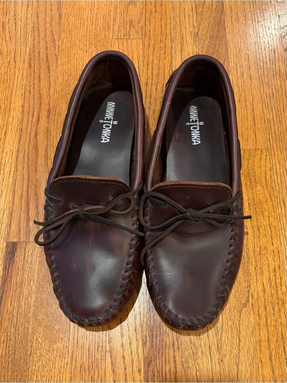Minnetonka Leather Moccasin Loafers dark brown Mens 9.5